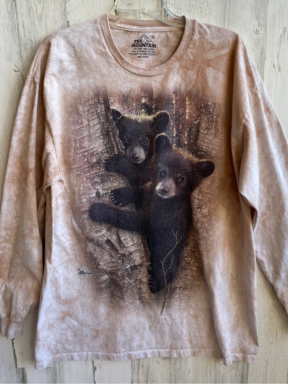 The Mountain Brown Bear Cubs Graphic Long Sleeve Shirt XL Tan